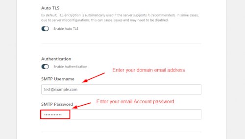 SMTP username & Password