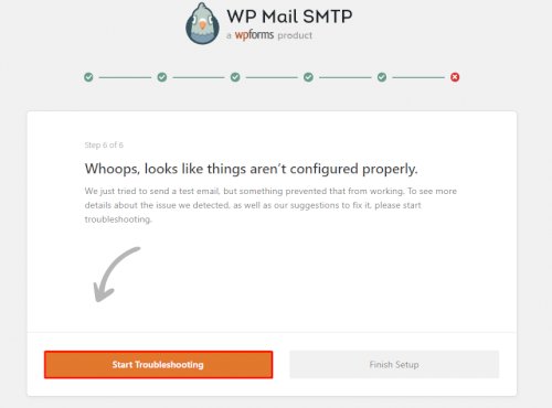 Start troubleshooting smtp test mail