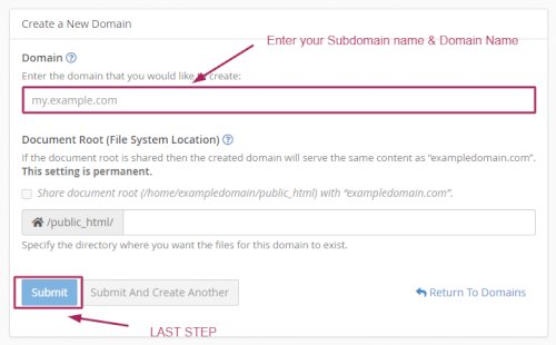 Enter your domain & Domain name